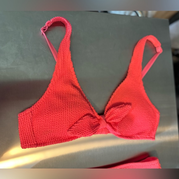 Kendall & Kylie Bikini Striped Laguna Snap Ribbed Knit Hot Pink SZ MEDIUM - Picture 7 of 9